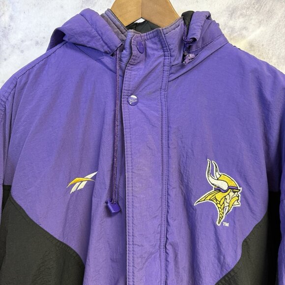 Vintage Minnesota Vikings Reebok Proline Puffer Jacket Mens XL Purple - Picture 3 of 16